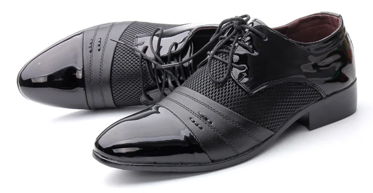 New Arrival Men Formal Shoes Breathable Lace-up Flat Pointed Toe Business PU Leather Footwear Male Dress Shoes