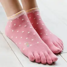 Осень-зима Для женщин девочки Теплый мягкий Однотонная одежда, комплекты с рисунками «пять пальцы рук и ног носки Для женщин хлопковые носки