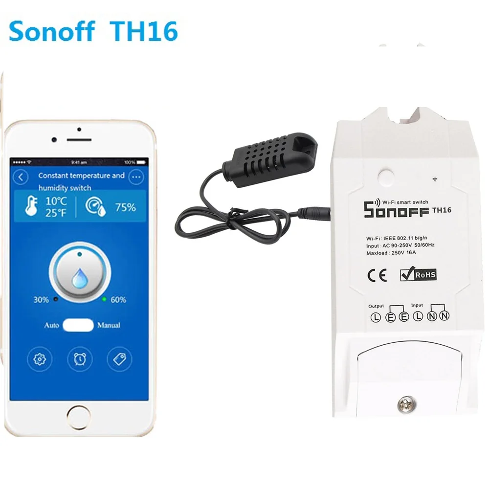 Sonoff TH10A/2200 Вт контроль температуры и влажности WiFi умный переключатель контроллер