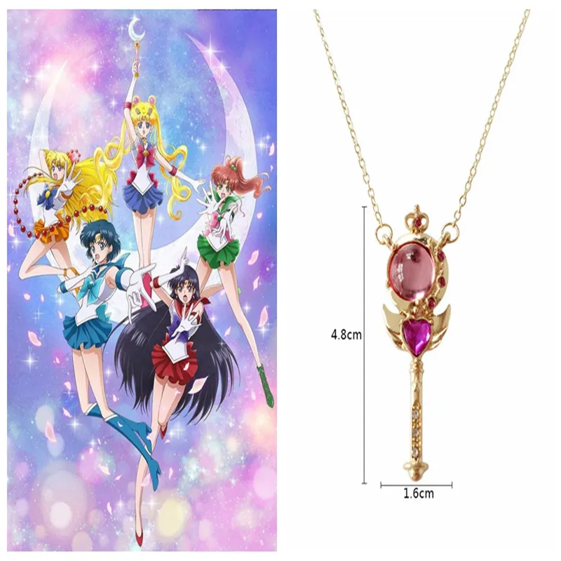 

Japanese classic anime cosplay Sailor Moon Clothing accessories Cute Kawaii Necklace Pendant Gemstone Wings Necklace