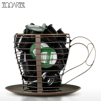 

TOORTS Brown Metal Coffee Pod Container Espresso Pod Holder Fruit Holder Coffee Mug Storage Basket Home Decoration Acessory