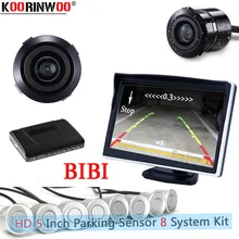 Koorinwoo universal ccd carro de estacionamento vídeo duplo núcleo cpu 8 câmera reversa espelho rca 12v campainha alerta monitor do carro sistema segurança