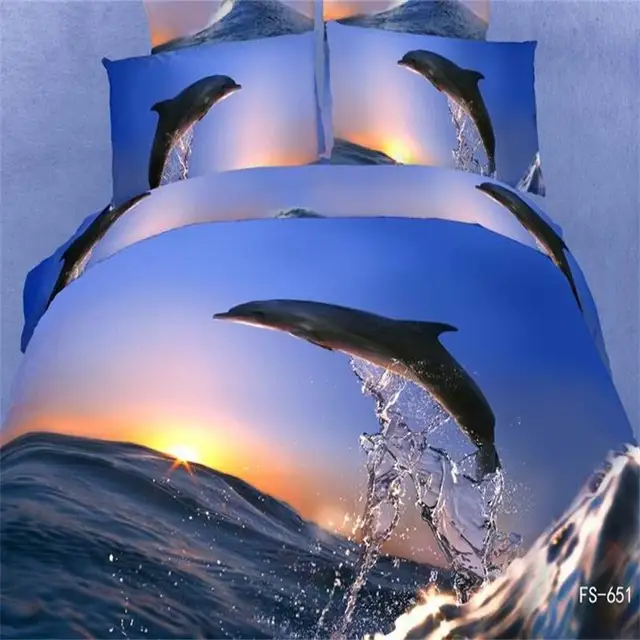 bluesky ocean sunset 3d dolphin bedding set queen size 100 cotton dolphins sheets