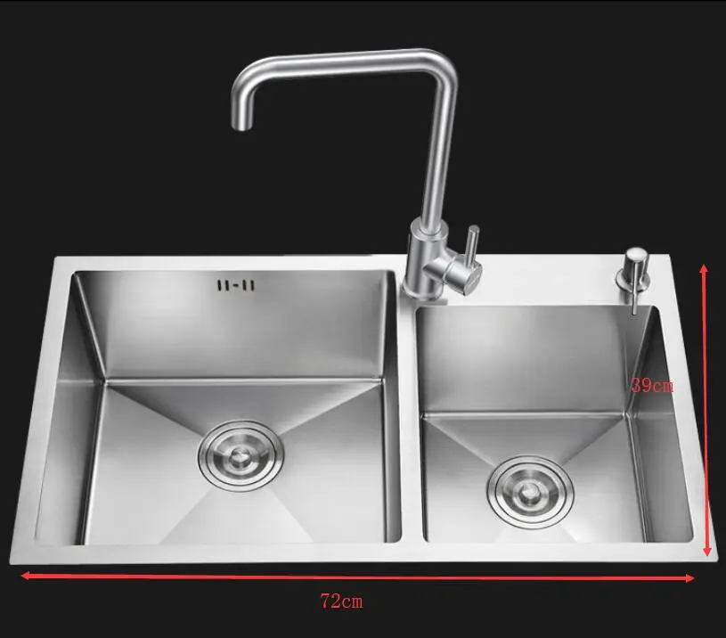 

A1 304 stainless steel manual sink double thickening sink mixing valve basin kitchen sink sink basin package LU4259