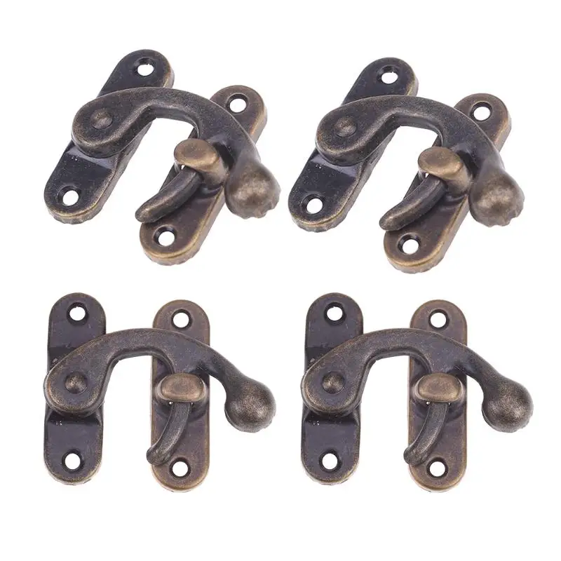 

10pcs Vintage Drawer Padlock Hasp Hook Horns Locked Iron Closet Cabinets Wardrobe Jewelry Box Lock Home Hardware Accessories