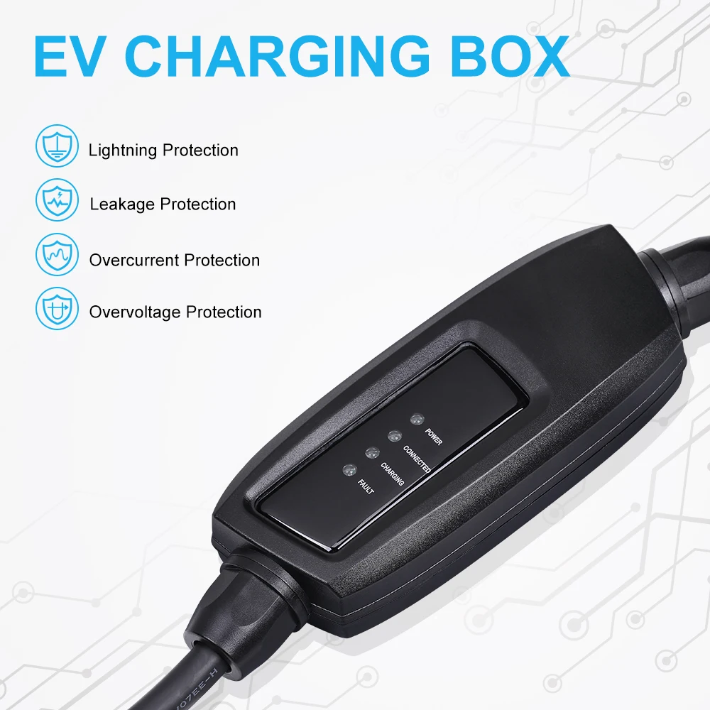  6M Level 2 EV Charger Plug Cable Portable EVSE 16A Schuko Connector Universal IEC 62196-2 Type 2 El