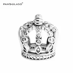 Pandulaso сказочная Корона серебро шармы со стразами Браслеты и браслеты Ювелирное Украшение ручной работы Король Корона хрустальные бусины
