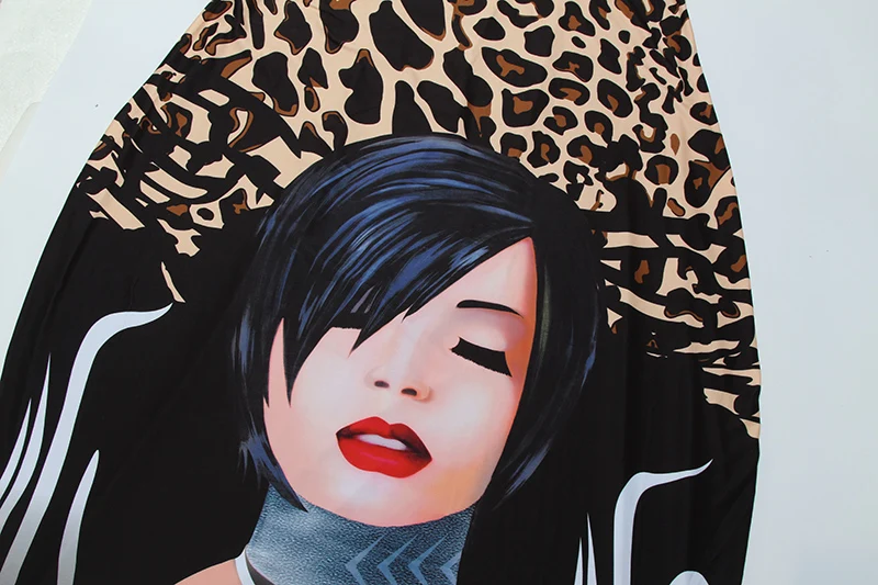 Kostlich Women Dress O-Neck Leopard Beauty Face Print Dress Sexy Women Maxi Long Dresses Plus Size Loose Casual Womens Clothing (11)