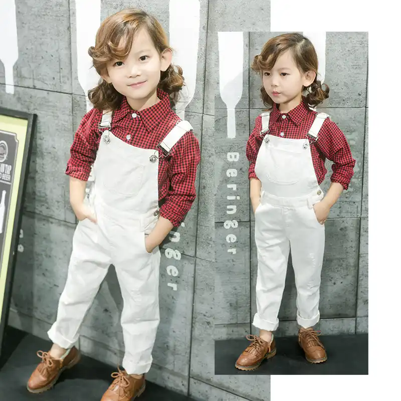 kids white overalls