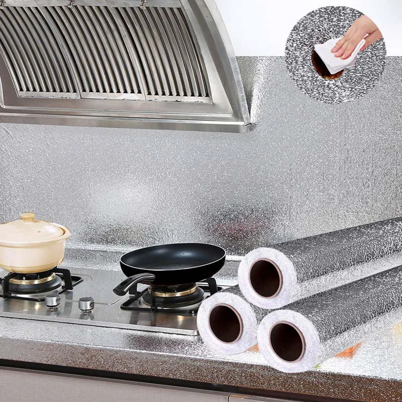 Kitchen Wall Sticker Aluminum Foil Waterproof Removable Self Adhesive Oil Proof Wallpaper YU-Home Kitchen Wall Sticker Aluminum Foil Waterproof Removable Self Adhesive Oil Proof Wallpaper YU-Home