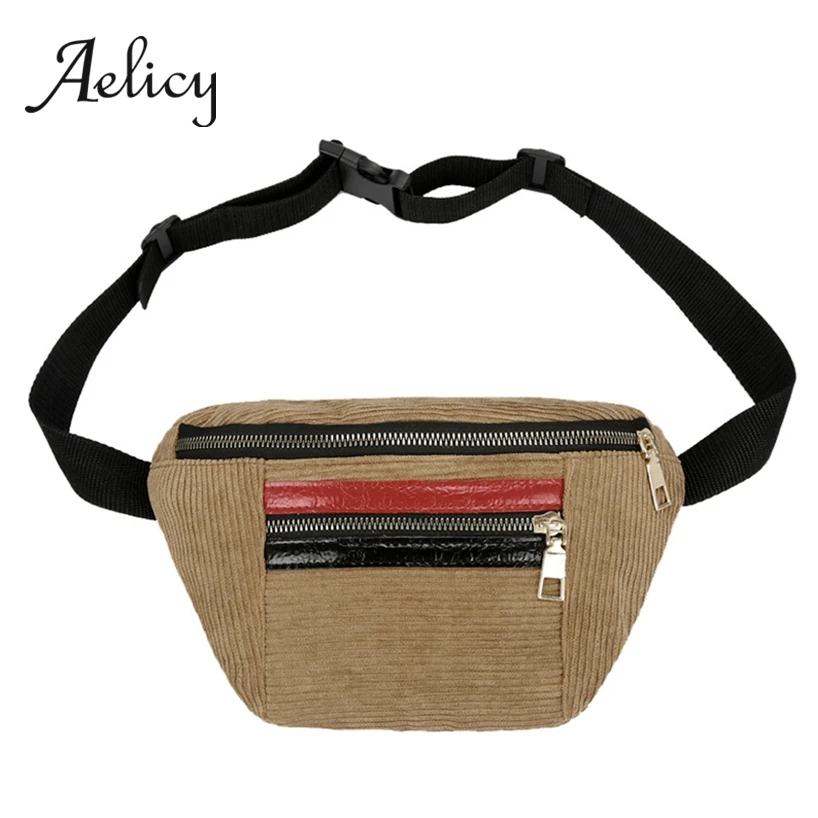 Aelicy/однотонная Вельветовая сумка на груди, Женская плюшевая мягкая поясная сумка на молнии, модная женская сумка-Джокер высокого качества