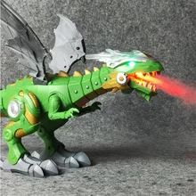Dinossauros elétricos modelo brinquedos robô com luz som balanço simulação dinossauro brinquedo para o menino crianças presente andando spray dinossauro