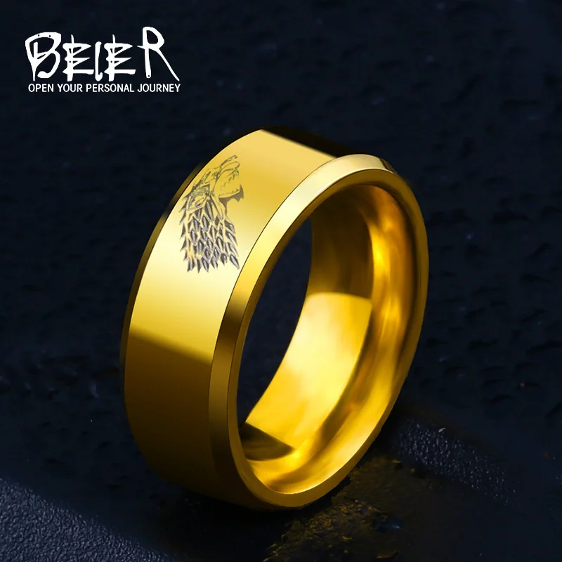 Beier 316L Stainless Steel nose viking wolf head Ring menAmulet Odin 's Symbol High Quality Wholesale Fashion jewelry LL001