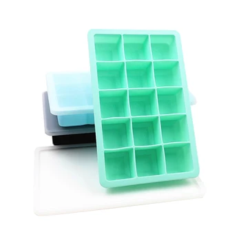

15 Grids Silicone Ice Cube Tray Molds Square Shape Ice Cube Maker Fruit Popsicle Ice Cream Mold for Wine Bar Drinking