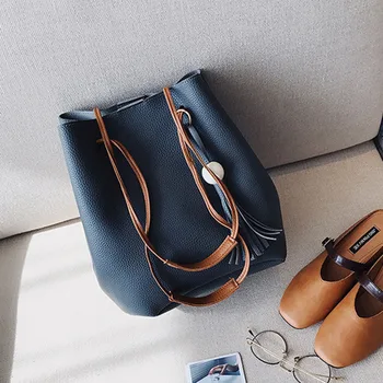 

Fashion Woman Vintage Trendy Tassels Bucket Bags Ladies Card Bag Handbag Four Sets Shoulder Crossbody Boho Women's Bags Tote