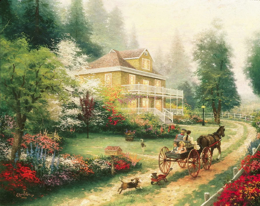 Картины на холсте Thomas Kinkade настенные Серебристые наклейки с изображением