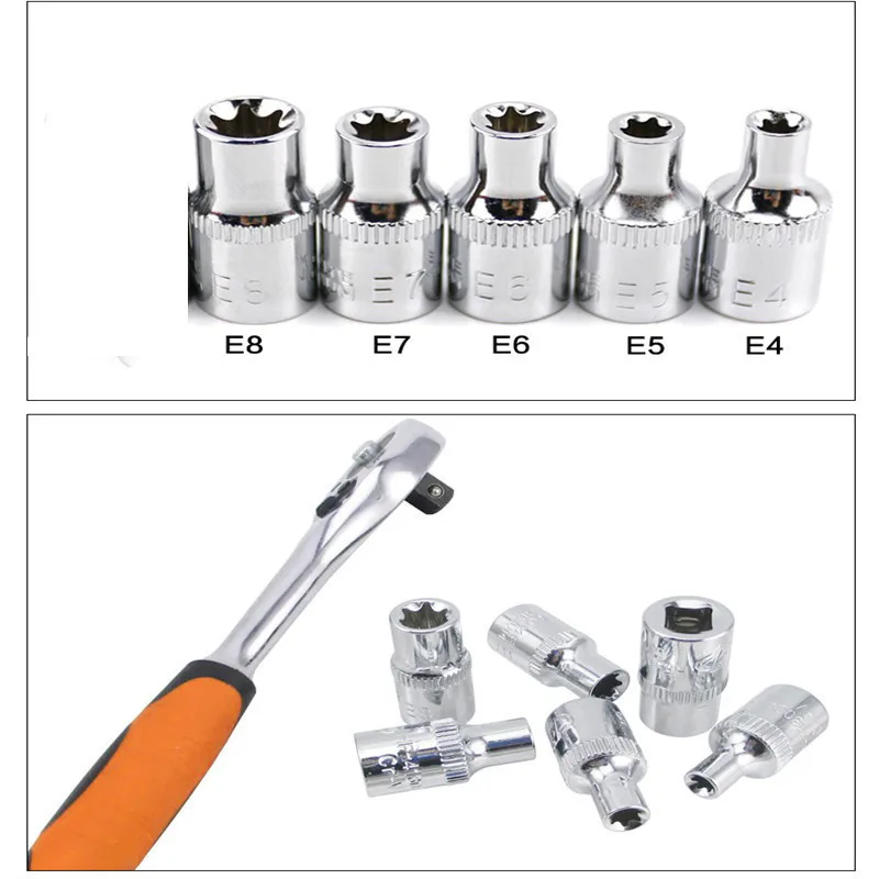 SHINA 1 шт. 1/4 дюйма (6 3 мм) Torx Star Bit Female E Socket Set набор торцевых ключей E4 E5 E6 E7 E8 |Гаечный
