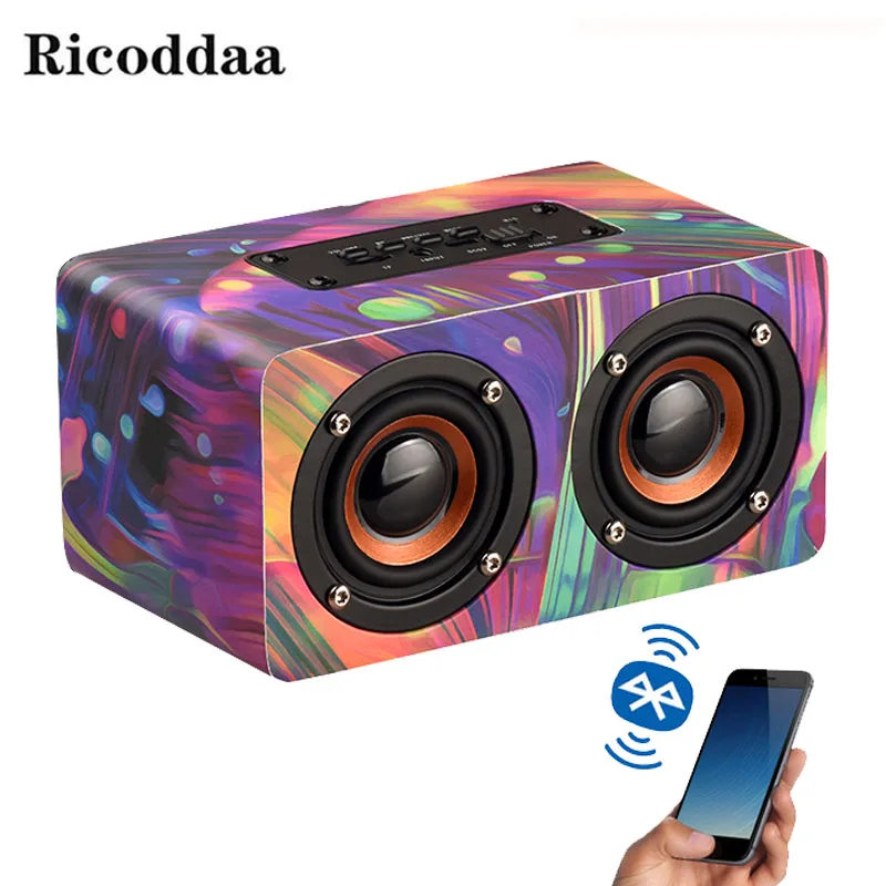 

Retro Portable Wood Bluetooth Speaker Wireless Mini Dual Loudspeakers 3D Surround Speake Soundbar For iPhone Sumsung Xiaomi
