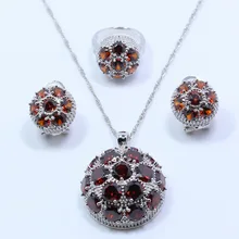 MANNY красный циркон набор украшений из серебра 925-й пробы для невесты серьги ожерелье, подвеска, цепочка кольцо Размер 6#7#8#9#10# подарочная коробка T165