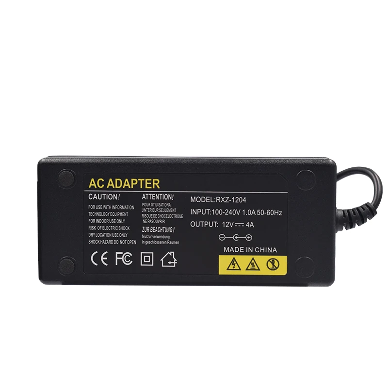 12V4A AC 100 V-240 V конвертер адаптер питания DC 48W зарядное устройство US/EU/UK/AU DC 5,5 мм x 2,5 мм для камеры видеонаблюдения NVR DVR