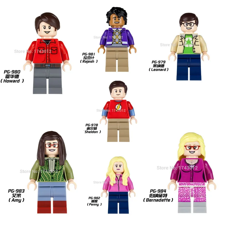 

PG 978-984 Theory TBBT Sheldon Leonard Amy Penny Rajesh Figure Bernadette Howard Building Blocks Model Toys For Children