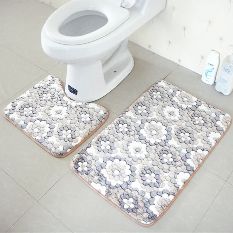 Цветы 2 шт, коврики для ванной комнаты, набор, Противоскользящие коврики, Туалетные коврики, мягкие коврики для ванной комнаты, коврик для туалета, Товары для ванной