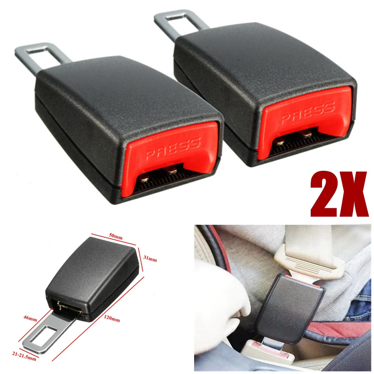 

Universal 2PCS Auto Car Seat Belt Buckle Clip Extender for Mitsubishi ASX Outlander Lancer EX Pajero Opel Mokka Volvo V60 XC60
