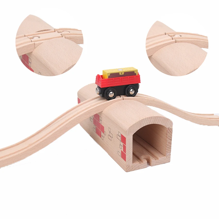 

Over and Under Tunnel Cave Straight Tracks Wooden Train Tracks Accessories Track Blocks Toys model gift