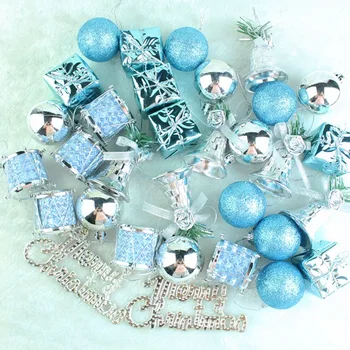 

32pcs/lot Gold Blue Snowflake Christmas Tree Hanging Decorations Home Christmas Tree Ornaments New Year Decoration