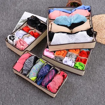 

Underwear Bra Organizer Storage Box Beige Drawer Closet Organizers Boxes For Underwear Scarf Socks Organiser
