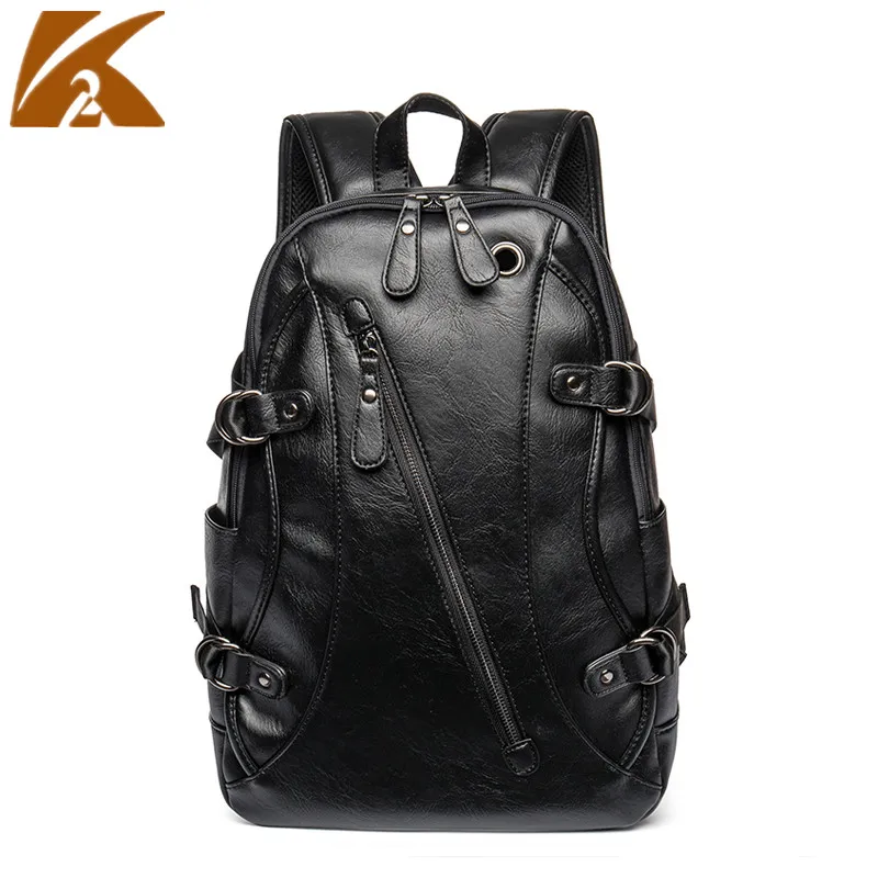 2018 Fashion Black Leather Backpack Bag Men Anti-theft USB Charging Laptop Bag Students Boys School Bags Male Business Backpacks