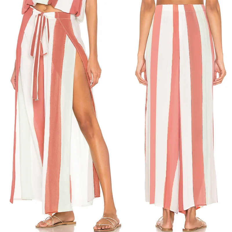 

Beach Pareo De Plage Outings For Women Beachwear Tunics The Mesh Cover Up Swimsuit New Pants Bandages Bowknot Legged Split Color