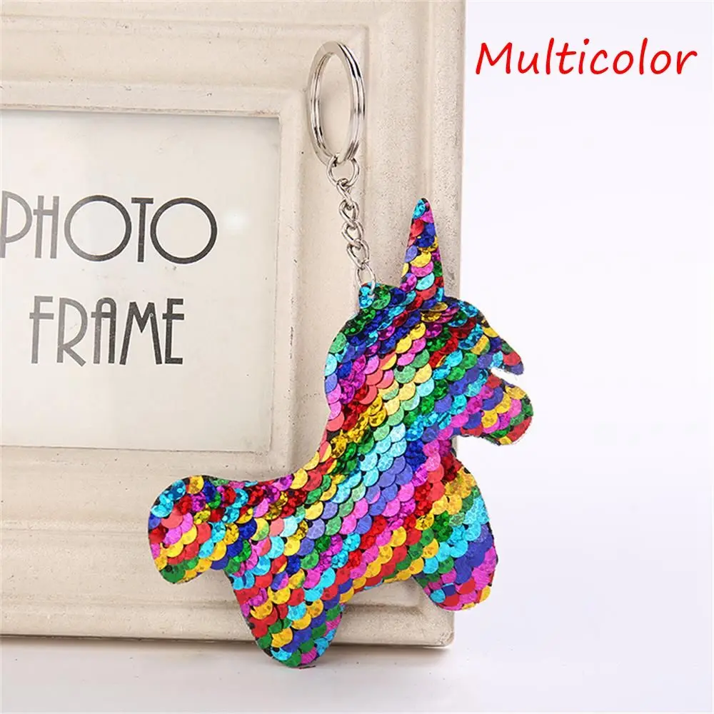 

1/2/4PCS Mermaid Sequins Style! Women Mermaid Sequins Unicorn Horn Key Chain Handbag Pendent Keyring Fashion Jewelry Keychain