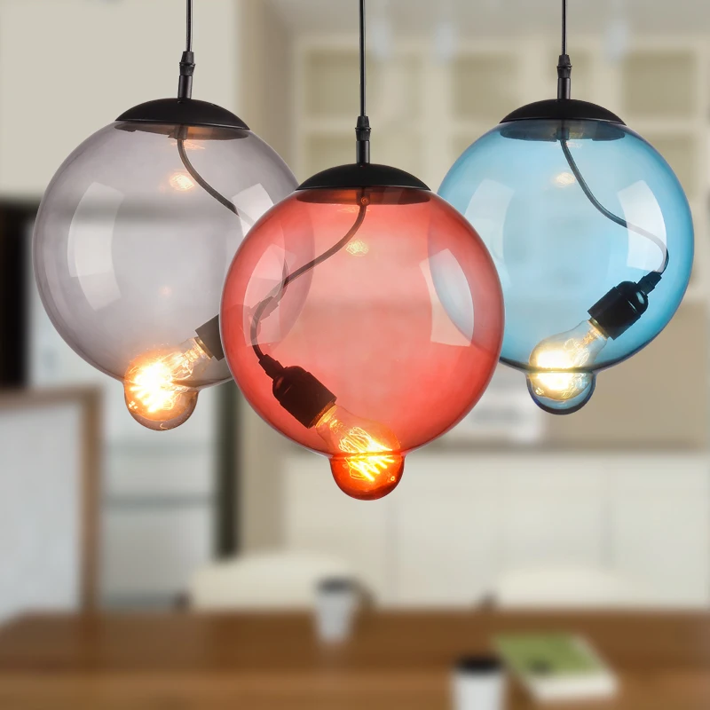 

Bubble Ball Pendant Ceiling Lamp Colorful Glass Droplight For Cafe Bar Hall Coffee Shop Club Store Balcony Gallery Corridor Lamp
