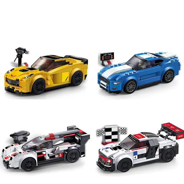 Гоночный автомобиль серии Super Racers Скорость чемпионов Lingly Supercar Z06 R8 R18 строительные