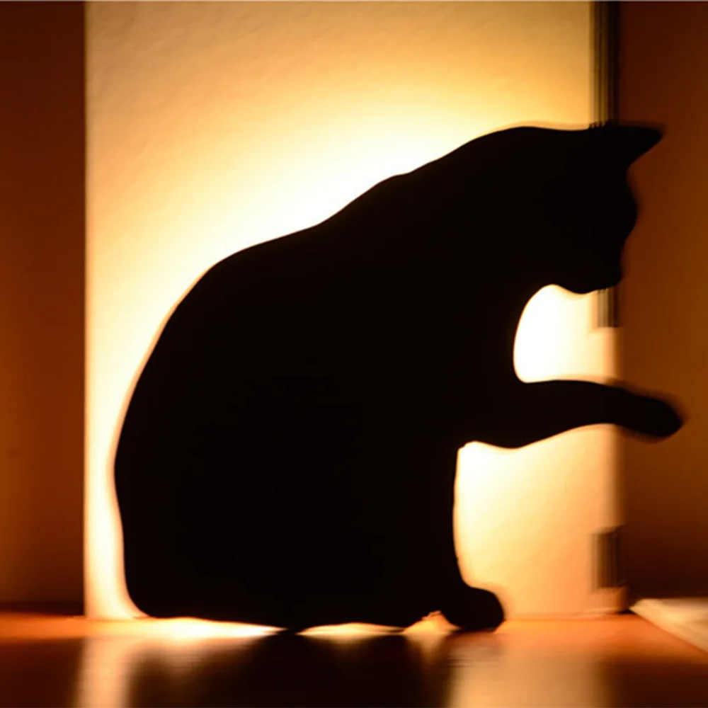 S. orange креативный простой зеркальный декоративный светильник в виде кота, 3D светодиодный Ночной светильник, Звуковое управление, проекционная лампа, теплый белый праздничный подарок - Испускаемый цвет: D