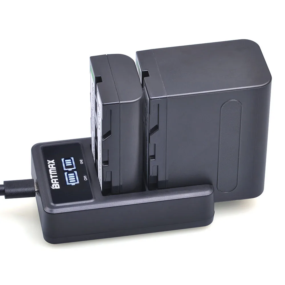 Kaufen 2Pcs NP F550 NP F330 NP F530 NP F570 NP F730 NP F750 Batterie 2600mAh + LED USB Dual Ladegerät für Sony CCD SC55 CCD TRV81 MVC FD81