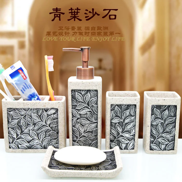 

brief modern bathroom supplies high-class bathroom five pieces set home supplies marry resin sand and gravel set