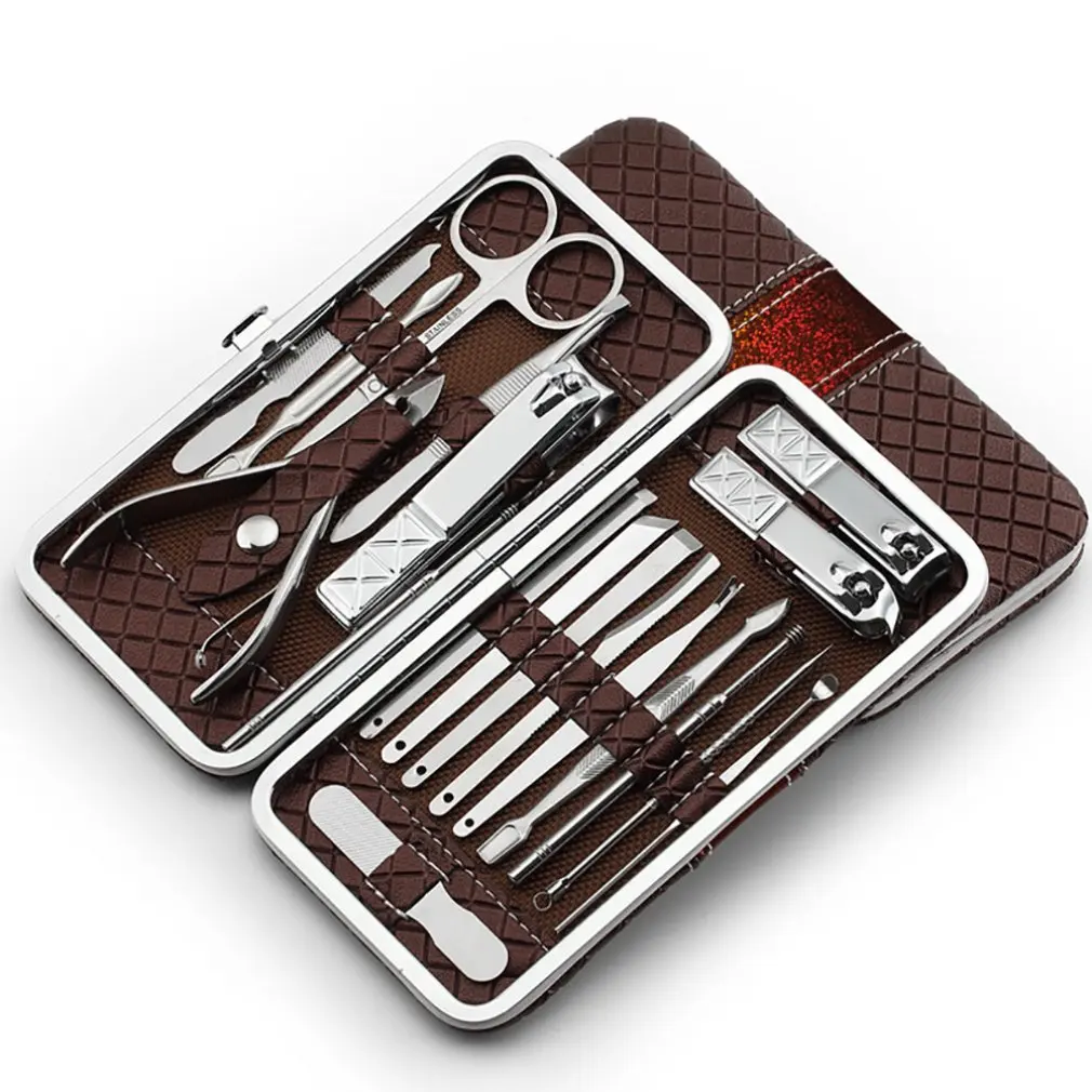 

18PCS Professional portable Manicure Pedicure Stainless Toe Nail Clippers Kit Cuticle Grooming Tools