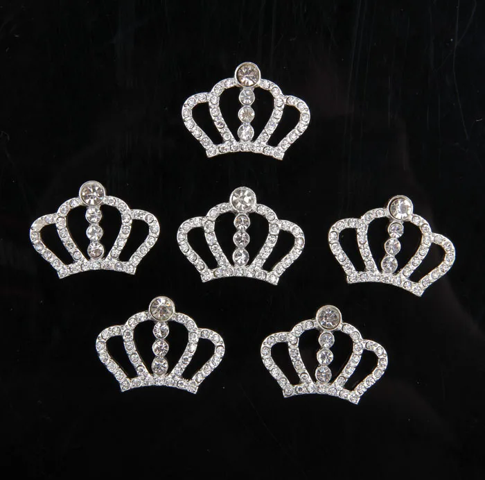 

10PCS Crown Rhinestone Buttons Bling Alloy Crown for DIY Baby Girls Headband Wedding Party Bride Headdress Hair Embellishment