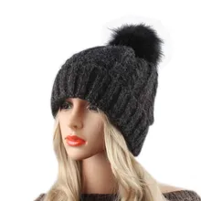 Новинка года помпон зимние шапки для женщин Мода флис внутри теплая шапка вязаная шерстяная шапочки женский кепки Skullies