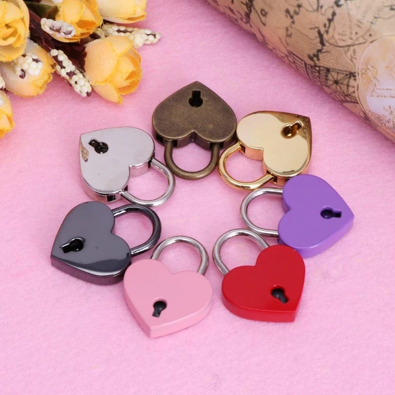 

Creative Heart Shape Vintage Old Antique Style Mini Archaize Padlocks Key Lock With key 7 Colors available