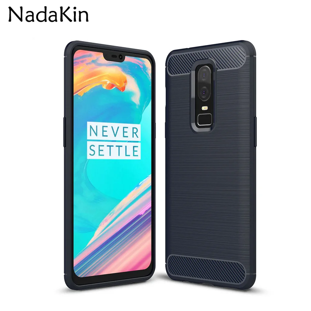 cheap Carbon Fiber Brush Texture Soft TPU Case for Oneplus 6 Slim Ultra Light Back Cover Shell Anti Fingerprint Scratch Non Slip