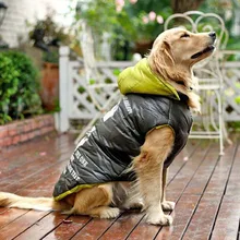 Одежда для больших собак, пальто для собак крупных пород, зеленая теплая одежда с хлопковой подкладкой, пальто с капюшоном, куртка, одежда для собак, 1 шт./лот