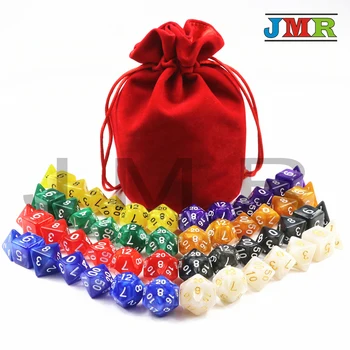 

Top Sale 8 Sets of White Digital 7-Dice Set with Bag T&G High Quality D4,d6,d8,2xd10,d12,,d20, for Dnd RPG Playing Game
