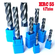 Cortadores de fresa de moagem cnc, 4mm 6mm 8mm 10mm 12mm hrc55 4 sulcos brocas de roteador de carboneto, ferramentas de fresa