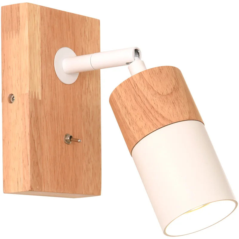 

Nordic Bedroom Bedside Lamp Wall Simple Modern Aisle Study Living Room Creative Personality Solid Wood Wall Lamp