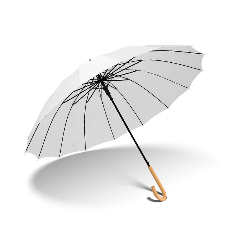 Только Jime Зонт с длинной ручкой Модные женские двойные большие Зонты трость высокое качество ветрозащитные деревянные ручки Зонты - Цвет: White Handle