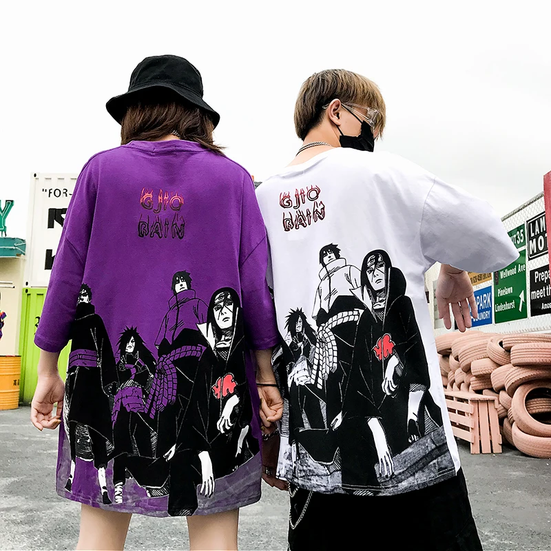 

2018 Summer Naruto Cartoon Print Short Sleeve T-Shirt High Street Personality European Tee Band Skateboard Top