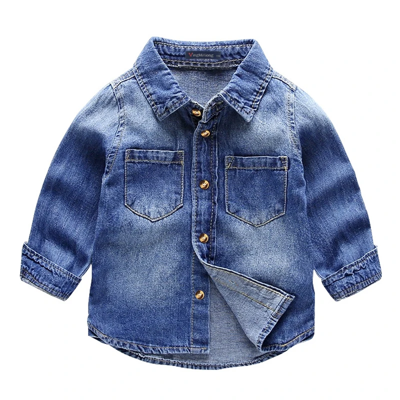 Casual Baby Boys Denim Shirts Kids Long Sleeve Blouse Kids Spring